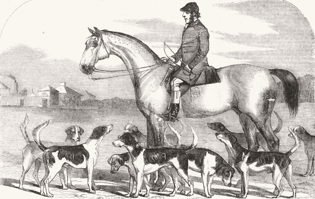 LINCS. Smith & Brocklesby hounds 1856 old antique vintage print picture